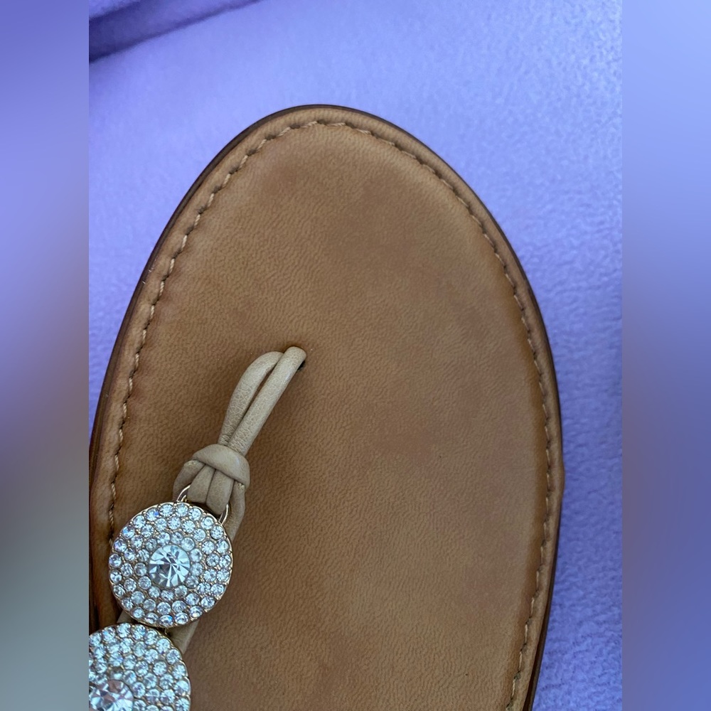 Toscanella Italian sandals with gem accents, tan, size 9 - Picture 6 of 13